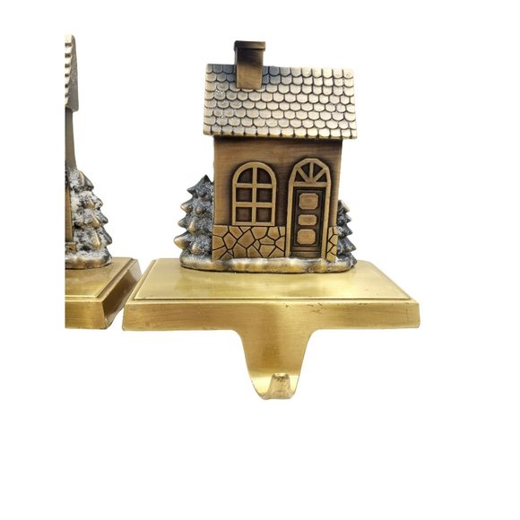 Gold Holiday House Stocking Holders - Picture 3 of 8